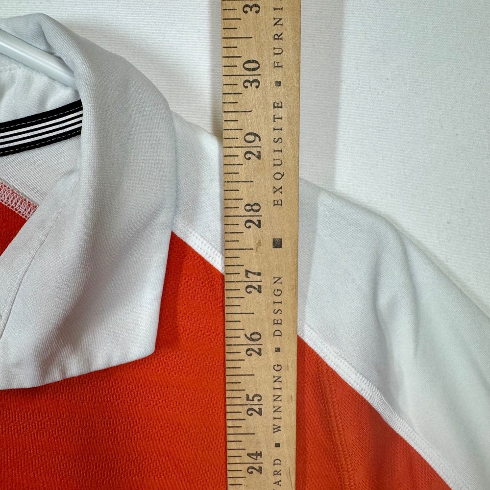 Adidas ClimaLite Polo Shirt Athletic Training Gym Golf Orange White Sz XL - Picture 5 of 7
